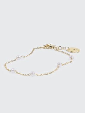 14K Gold Plated Chain and Pearl Bracelet